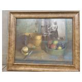 Jack Wallace oil on canvas of lady in kitchen