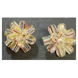 Glass antique earrings clip on