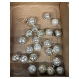 Silver, glass Christmas bulbs