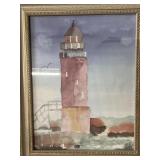 Watercolor of lighthouse, signed Mary Kay HANDLEY