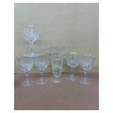 Etched glass, stemware, and ice cream glass