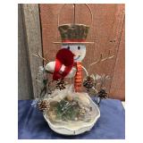 Snowman metal Christmas tree basket