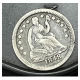 1848 Half Dime Silver Coin