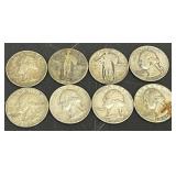 8 Silver Quarters Coins