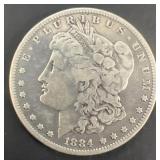 1884 Morgan silver dollar