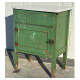 Green painted porcelain top cabinet