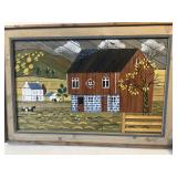 Painting of houses on board