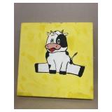 Painting of cow on canvas