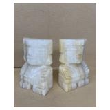 Marble Aztec book ends