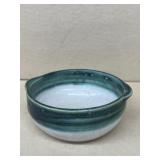 Green and white pottery bowl