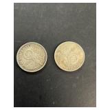 (2) 1937 silver German Coins
