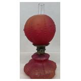 Ruby Red Miniature Oil Lamp, Early