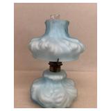 Fenton / LG Wright Plume Aqua blue lamp