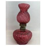 Cranberry Beaded Swirl Lamp