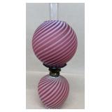 Cranberry white swirl lamp, Miniature Oil Lamp