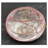 Intaglio Anton pink glass paperweight