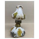 Hand-painted oil lamp does have crack on shade