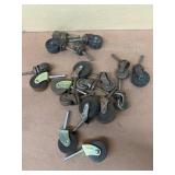 Antique wooden and metal casters