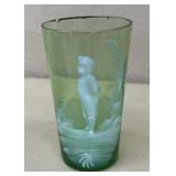 Mary Gregory Green glass with boy, small chip on