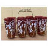 MCM glass set with holder