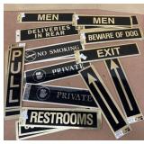 Men, restrooms, private no smoking stickers
