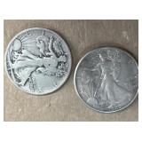 (2) Walking Liberty 1/2 Dollars
