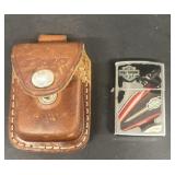 Harley Davidson zippo in leather case