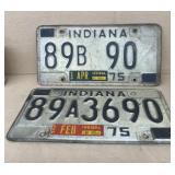 1975 Indiana license plates
