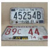 1974 Indiana license plates