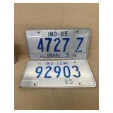 1985 Indiana license plates