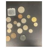 Foreign coins and tokens