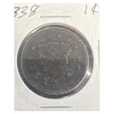 1838 large cent coin