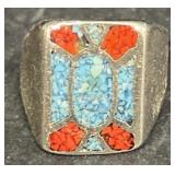 Turquoise and red ring size 10