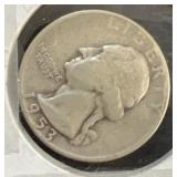 1953-S silver quarter