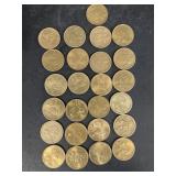 (25) Sacajawea dollar coins