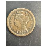 1847 one cent coin