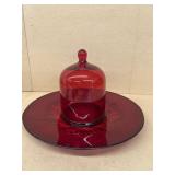 Cranberry glass platter