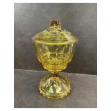 Amber glass candy jar