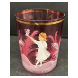 Mary Gregory pink hand-painted glass