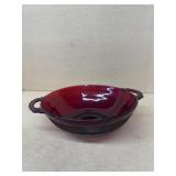 Cranberry glass bowl