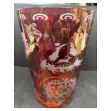 Ruby, red  Christmas scene vase