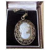Cameo necklace gold filled