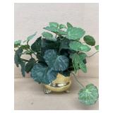 Bought brass flower pot with artificial flowers