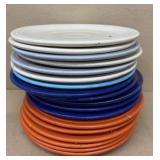 (18) fiesta orange blue white plates