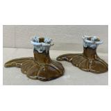 Van Briggle leaf design candleholders
