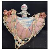 Handcrafted, porcelain doll heart shaped