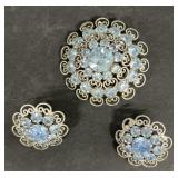 Costume jewelry broach and earrings