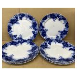 (10) flow blue plates, some have chips on rim