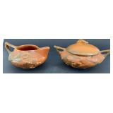 Roseville 'Bushberry' Creamer and lidded sugar