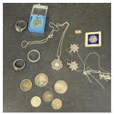 Canadian silver coins, sterling silver rings